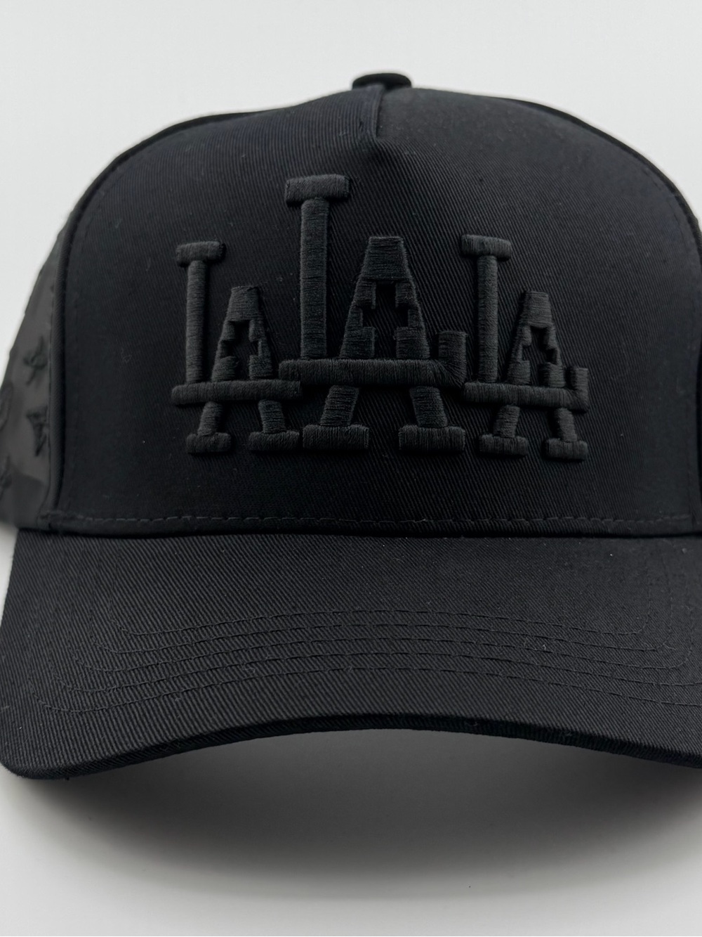 Men's Black Embroidered LA LA LA Baseball Cap